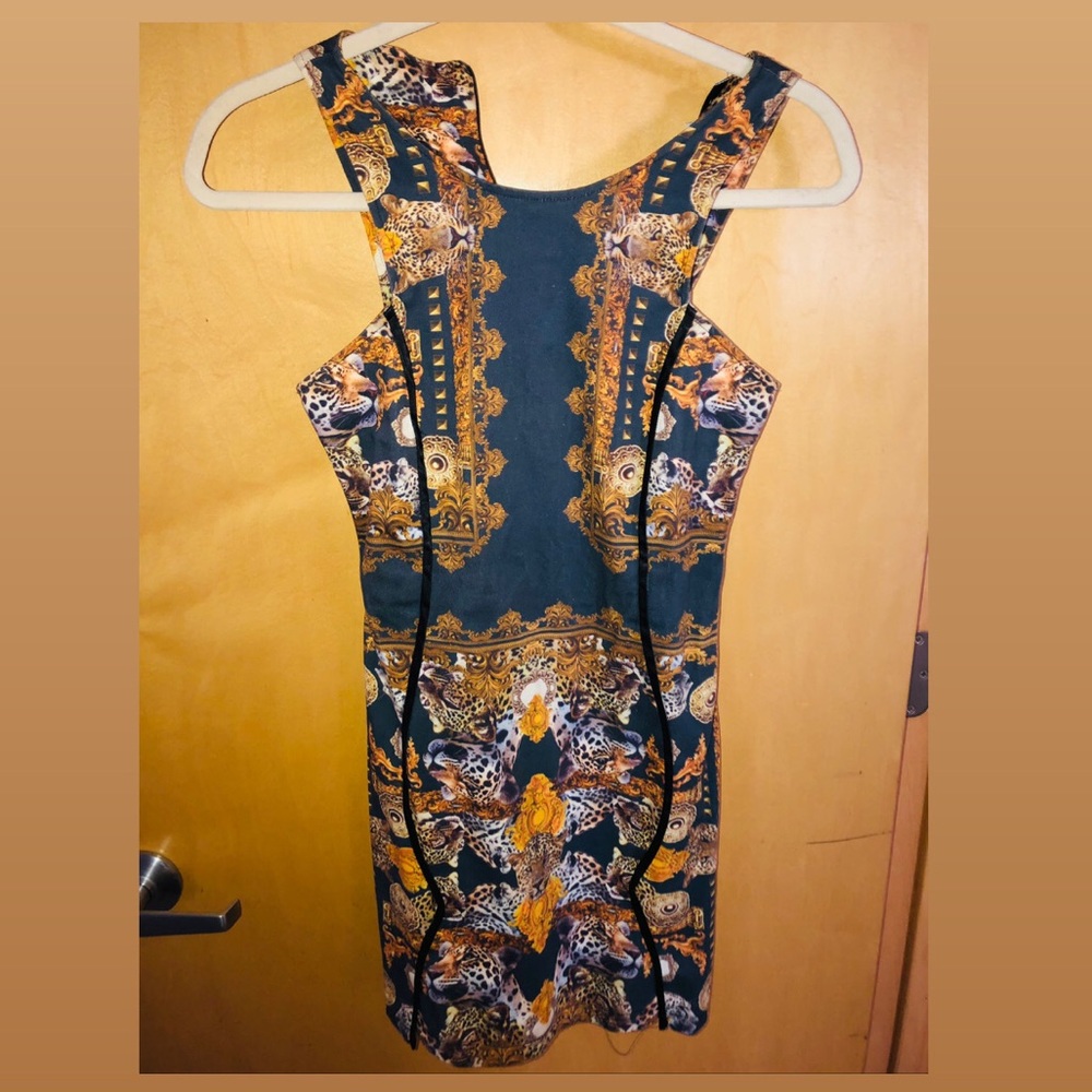 Maurice and Eve bodycon tank dress jaguar animal print geometric size 6